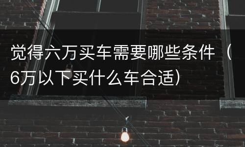 觉得六万买车需要哪些条件（6万以下买什么车合适）