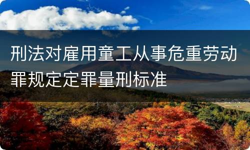 刑法对雇用童工从事危重劳动罪规定定罪量刑标准