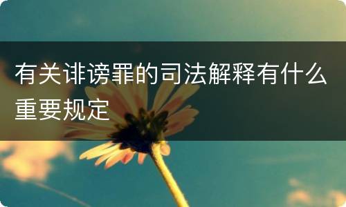 有关诽谤罪的司法解释有什么重要规定