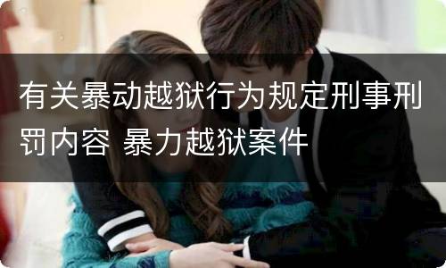 有关暴动越狱行为规定刑事刑罚内容 暴力越狱案件
