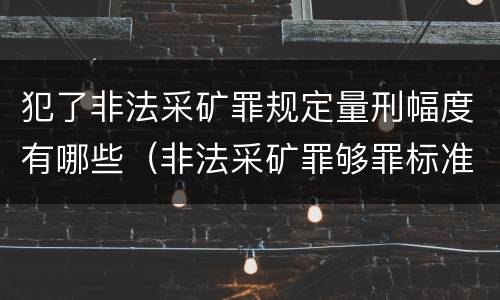 犯了非法采矿罪规定量刑幅度有哪些（非法采矿罪够罪标准）