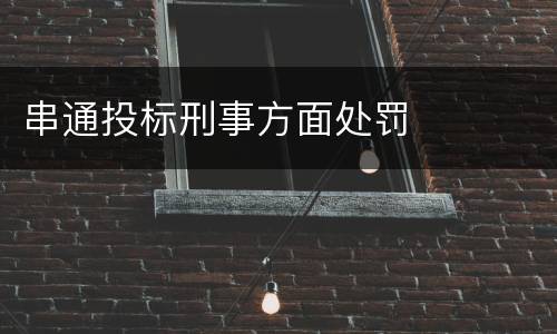串通投标刑事方面处罚