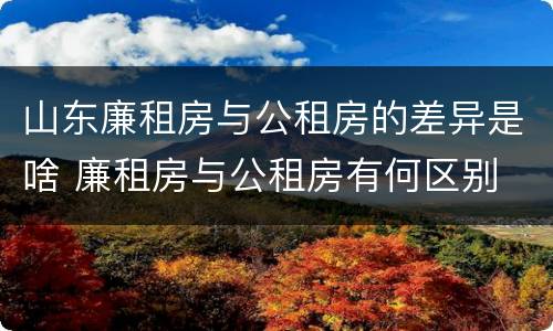 山东廉租房与公租房的差异是啥 廉租房与公租房有何区别