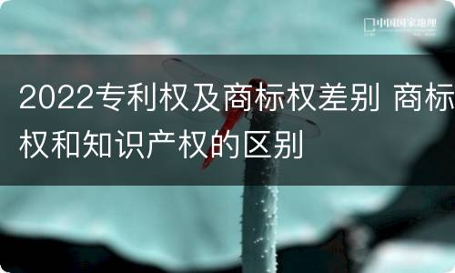 2022专利权及商标权差别 商标权和知识产权的区别