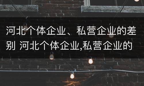 河北个体企业、私营企业的差别 河北个体企业,私营企业的差别是什么