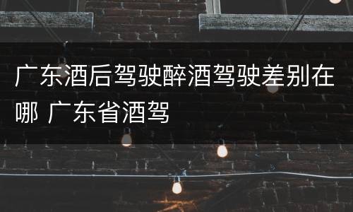 广东酒后驾驶醉酒驾驶差别在哪 广东省酒驾