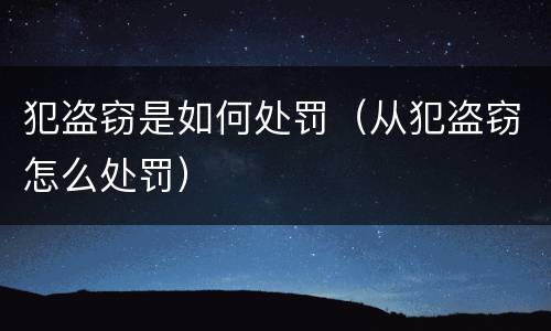 犯盗窃是如何处罚（从犯盗窃怎么处罚）