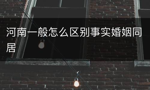 河南一般怎么区别事实婚姻同居