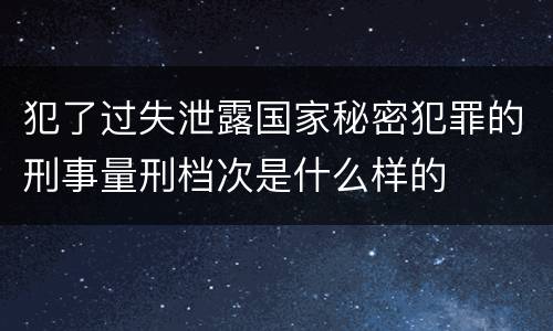 犯了过失泄露国家秘密犯罪的刑事量刑档次是什么样的