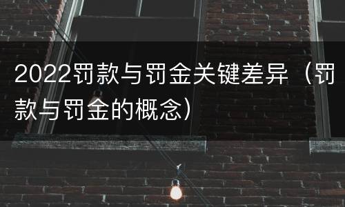 2022罚款与罚金关键差异（罚款与罚金的概念）