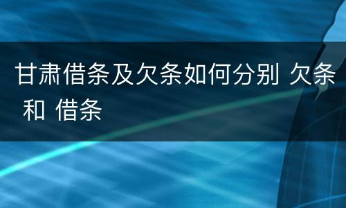 甘肃借条及欠条如何分别 欠条 和 借条