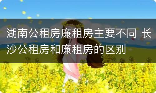 湖南公租房廉租房主要不同 长沙公租房和廉租房的区别