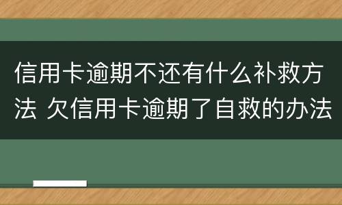 信用卡逾期不还有什么补救方法 欠信用卡逾期了自救的办法