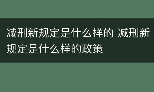 减刑新规定是什么样的 减刑新规定是什么样的政策