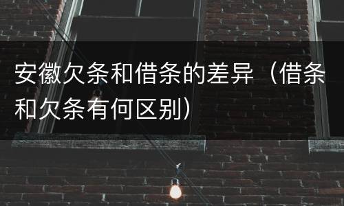 安徽欠条和借条的差异（借条和欠条有何区别）
