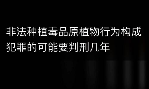 非法种植毒品原植物行为构成犯罪的可能要判刑几年