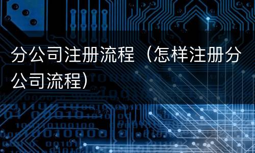 分公司注册流程（怎样注册分公司流程）