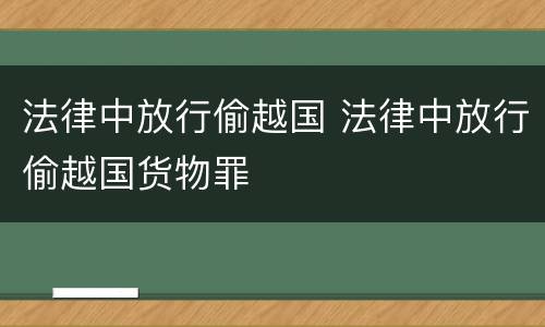 法律中放行偷越国 法律中放行偷越国货物罪