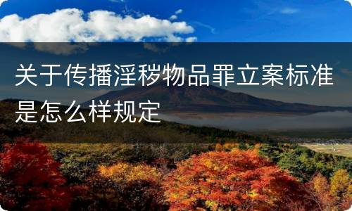 关于传播淫秽物品罪立案标准是怎么样规定