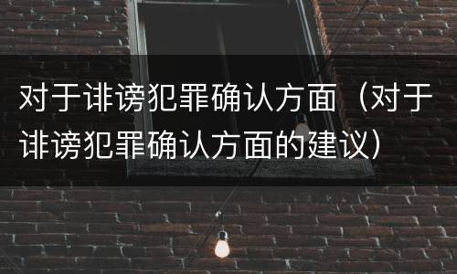 对于诽谤犯罪确认方面（对于诽谤犯罪确认方面的建议）