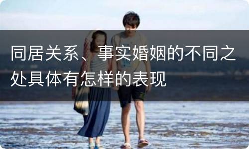 同居关系、事实婚姻的不同之处具体有怎样的表现