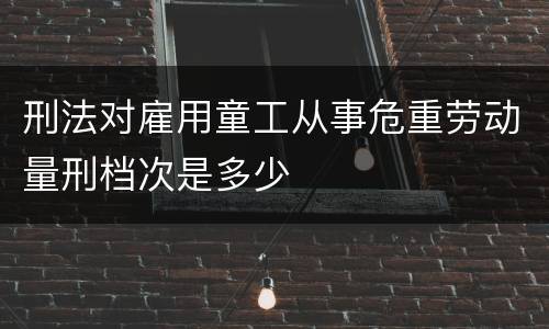 刑法对雇用童工从事危重劳动量刑档次是多少