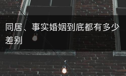 同居、事实婚姻到底都有多少差别