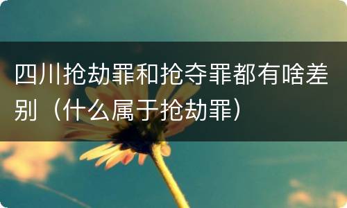四川抢劫罪和抢夺罪都有啥差别（什么属于抢劫罪）