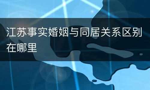 江苏事实婚姻与同居关系区别在哪里