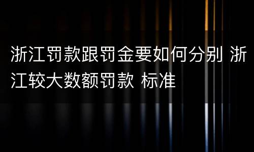 浙江罚款跟罚金要如何分别 浙江较大数额罚款 标准