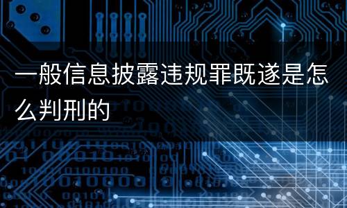 一般信息披露违规罪既遂是怎么判刑的