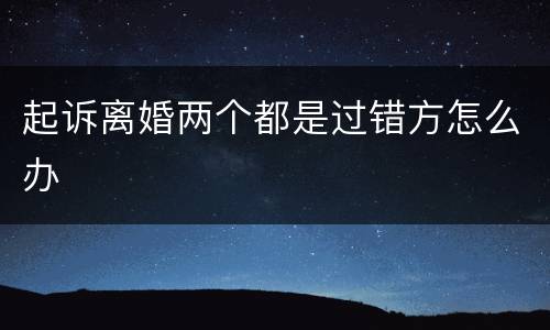 起诉离婚两个都是过错方怎么办