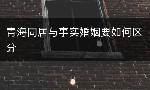 青海同居与事实婚姻要如何区分