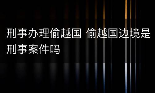 刑事办理偷越国 偷越国边境是刑事案件吗