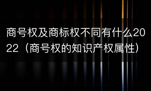 商号权及商标权不同有什么2022（商号权的知识产权属性）