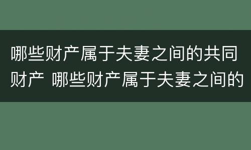 哪些财产属于夫妻之间的共同财产 哪些财产属于夫妻之间的共同财产呢
