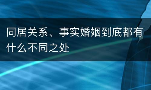 同居关系、事实婚姻到底都有什么不同之处