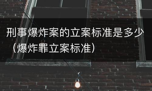 刑事爆炸案的立案标准是多少（爆炸罪立案标准）