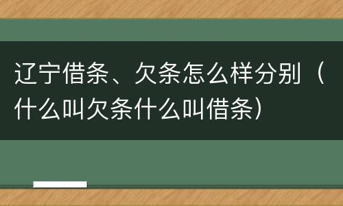 辽宁借条、欠条怎么样分别（什么叫欠条什么叫借条）