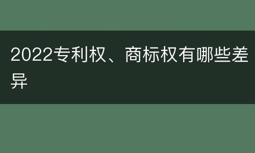 2022专利权、商标权有哪些差异