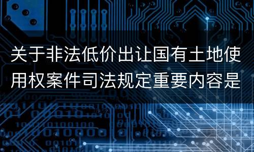 关于非法低价出让国有土地使用权案件司法规定重要内容是什么