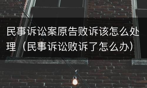 民事诉讼案原告败诉该怎么处理（民事诉讼败诉了怎么办）