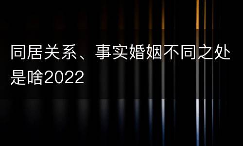 同居关系、事实婚姻不同之处是啥2022