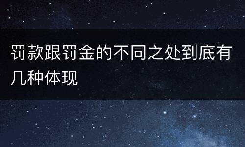 罚款跟罚金的不同之处到底有几种体现