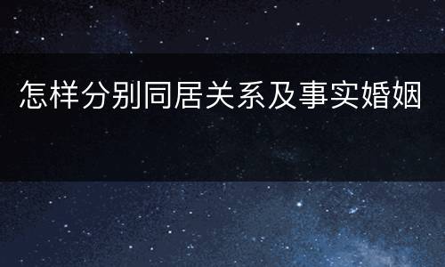 怎样分别同居关系及事实婚姻