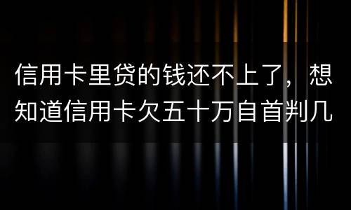 信用卡里贷的钱还不上了，想知道信用卡欠五十万自首判几年0