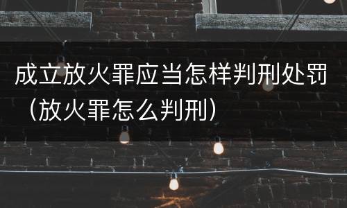 成立放火罪应当怎样判刑处罚（放火罪怎么判刑）