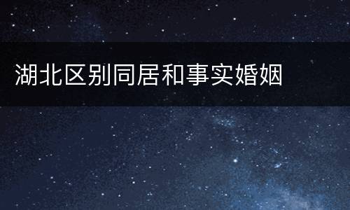 湖北区别同居和事实婚姻