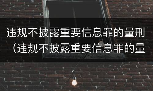 违规不披露重要信息罪的量刑（违规不披露重要信息罪的量刑规定）