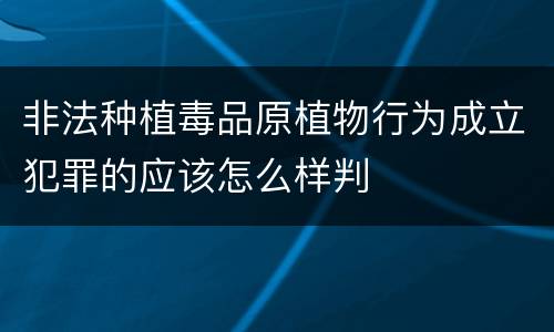 非法种植毒品原植物行为成立犯罪的应该怎么样判